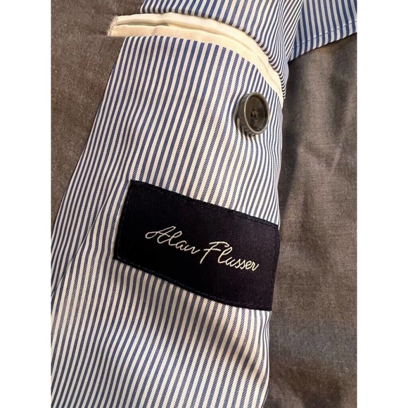 Alan Flusser Mens Two Button Suit‎ Jacket Gray Lined Single-Breasted Notch 48R - Picture 3 of 8